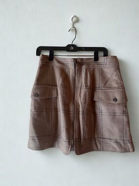 Brown Plaid A-Line Mini Skirt